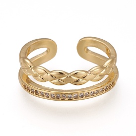 Латунные кольца из манжеты с прозрачным цирконием, открытые кольца, долговечный