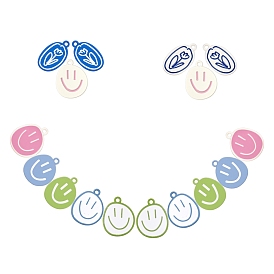 16Pcs 8 Style Spray Painted Alloy Pendants,  Cadmium Free & Lead Free, with Enamel, Mixed Shapes