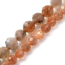 Натуральный Sunstone бисер пряди, граненые, круглые