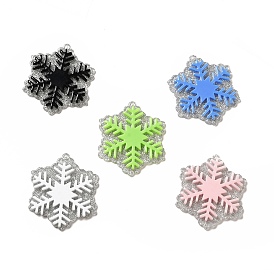 Acrylic Pendants, with Glitter Powder, Snowflake Charm