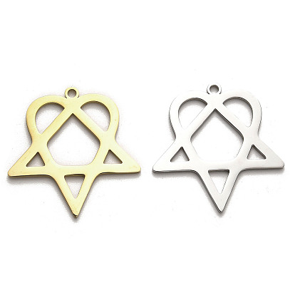 304 подвески из нержавеющей стали, звезда с сердечным шармом