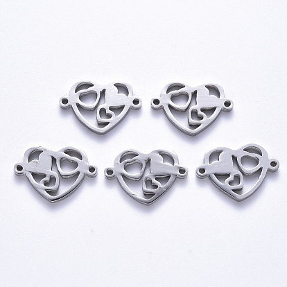 201 Stainless Steel Links Connectors, Laser Cut, Heart, for Valentine's Day Jewelry Making