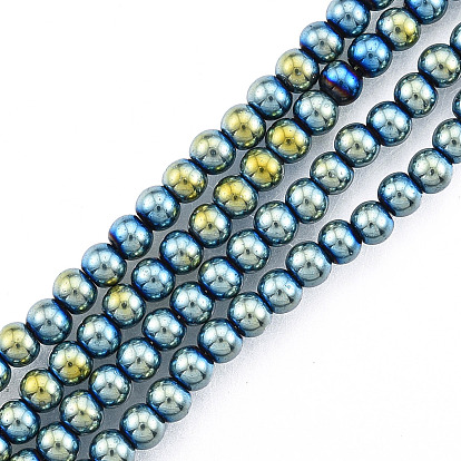 Electroplate Glass Beads Strands, Round
