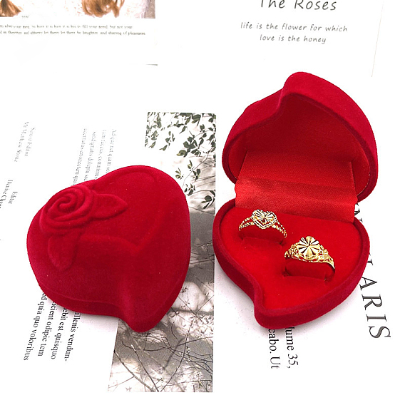 Velvet Ring Boxes, for Wedding, Jewelry Storage Case, Heart