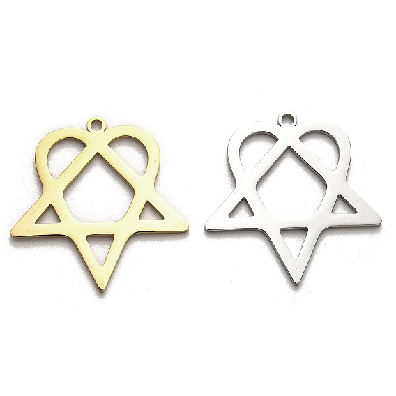 304 подвески из нержавеющей стали, звезда с сердечным шармом