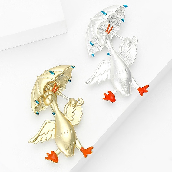 Эмалированные значки с уткой, держащей зонтик, булавки из сплава для лацканов одежды рюкзака