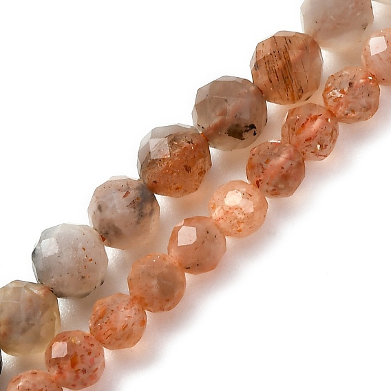 Натуральный Sunstone бисер пряди, граненые, круглые