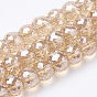 Electroplated Glass Beads Strands, Rainbow Plated, Faceted, Rondelle