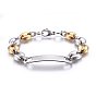 201 Stainless Steel Coffee Bean Chain ID Bracelets, Rectangle