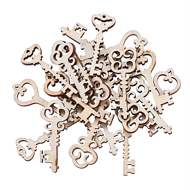 100 шт незавершенные деревянные подвески, поделки товары для рукоделия, ключ