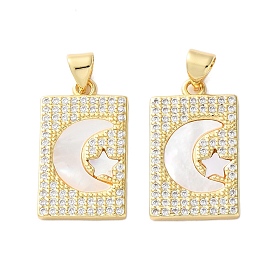 Латунные микро проложить кубического циркония подвески, с оболочкой, прямоугольник с подвесками в виде лунных звезд, стойки покрытие, прочное покрытие, без кадмия и без свинца