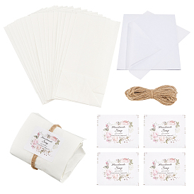 PandaHall Elite Handmade Soap Sticker Set, including Coated Paper Stickers, Jute Cord and Wrapping Paper Bag