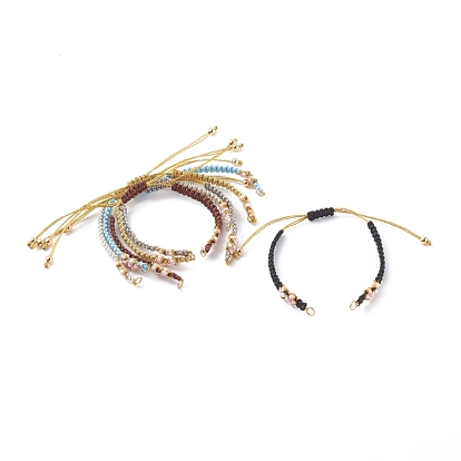 Fabricación de pulseras trenzadas con cuentas de hilo de poliéster y nailon, con 304 anillos de salto de acero inoxidable y cuentas de latón, dorado
