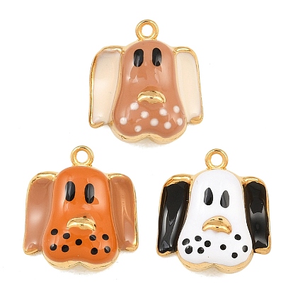 304 acier inoxydable émail pendentifs, charme de chien, réel 18 k plaqué or, placage ionique (ip), plaqué longue durée