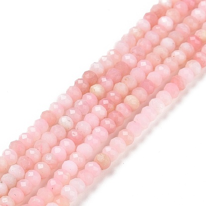 Natural Pink Opal Beads Strands, Faceted, Rondelle