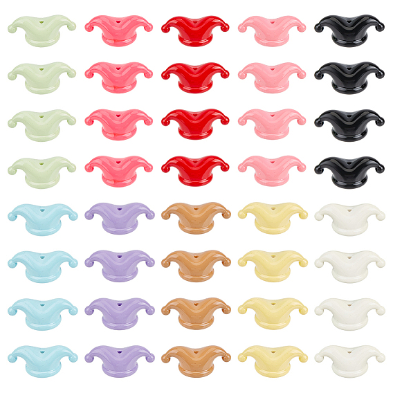 40 pièces 10 couleurs peinture cuite perles acryliques opaques, chapeau de clown