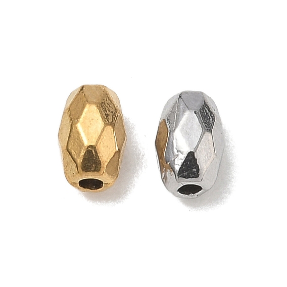 304 Stainless Steel Beads, Faceted, Rice