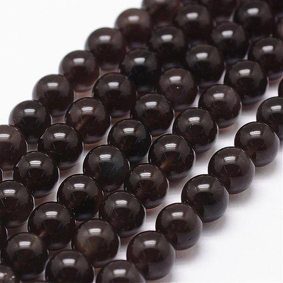 Natural Obsidian Beads Strands, Grade A, Round