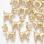 Brass Pendants, Real 18K Gold Plated, Christmas Reindeer/Stag