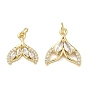 Латунные микропаве прозрачные подвески с фианитом, прелести рыбий хвост