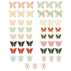 Pendant Sets, with Light Gold Plated Alloy Enamel Charms and Acrylic Pendants, Butterfly