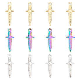 12 шт. 3 цветное ионное покрытие (ip) 304 подвески из нержавеющей стали, очарование меча