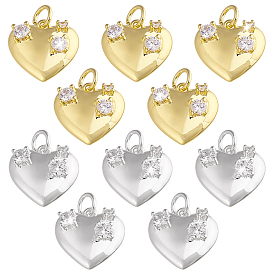 10 шт. 2 подвески из латуни с кубическим цирконием, с целью перехода в кольце, сердце прелести