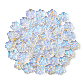 100 прозрачные стеклянные бусины, с покрытием AB цвета, собака отпечатки лап