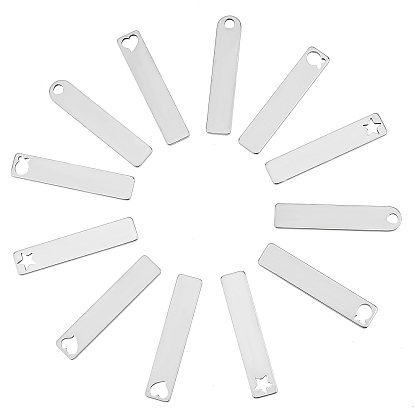 24pcs 4 style grands pendentifs en acier inoxydable, rectangle