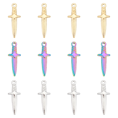 12 шт. 3 цветное ионное покрытие (ip) 304 подвески из нержавеющей стали, очарование меча
