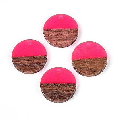 Подвески из смолы и ореха, плоско-круглые