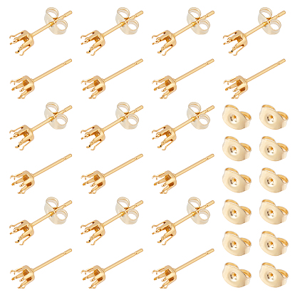 60Pcs 304 Stainless Steel Stud Earring Settings and 60Pcs Ear Nuts