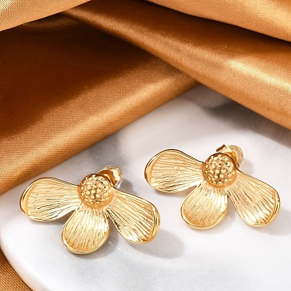 304 серьги-гвоздики из нержавеющей стали для женщин, цветок