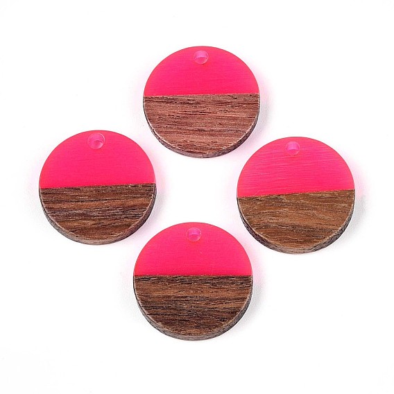 Подвески из смолы и ореха, плоско-круглые