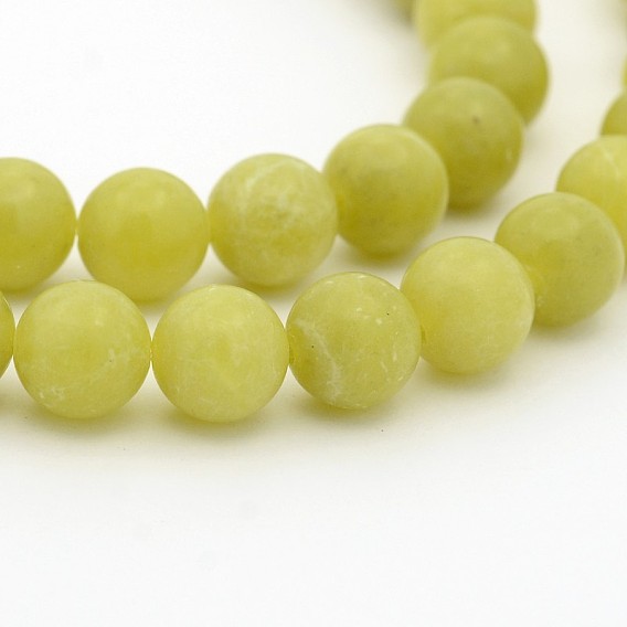 Brins de perles de jaderound olive naturelles