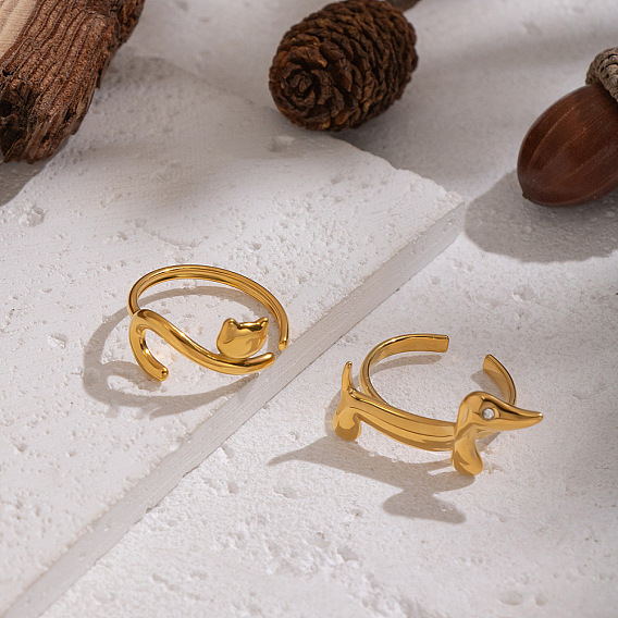 304 открытые кольца-манжеты из нержавеющей стали для женщин, ионное покрытие (ip), реальный 18 k позолоченный