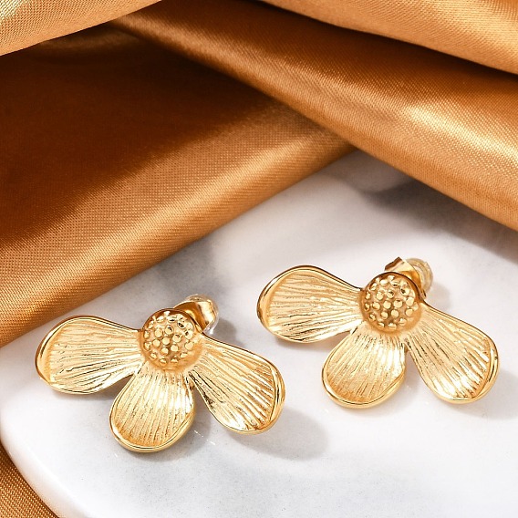 304 серьги-гвоздики из нержавеющей стали для женщин, цветок