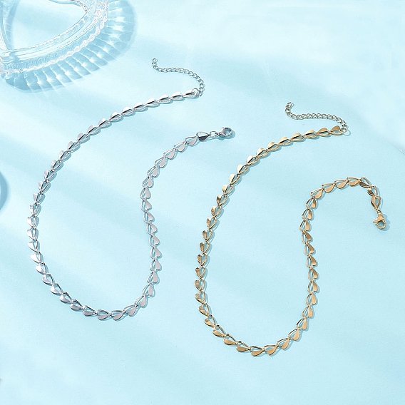 2 шт. 2 цвета 304 цепочки из нержавеющей стали в форме сердца для женщин