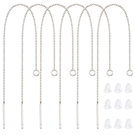 3 пары 925 фурнитура для сережек-гвоздиков из стерлингового серебра, со штампом 925 и петлями, нить, с 10 пластиковыми ушными гайками