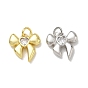 Latón micro pavimenta claro cubic zirconia encantos, encantos del bowknot, chapado en rack, larga duración plateado, sin plomo y cadmio