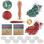 DIY Scrapbook Making Kits, Including Sealing Wax Particles, Pear Wood Handle, Brass Wax Seal Stamp, Brass Spoon, Candles, Paper Invitation Envelope