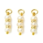 Pendentifs de perles d'eau douce de culture naturelle, deux côtés de breloques perlées polies, avec 304 anneaux de saut ouverts en acier inoxydable, floral blanc