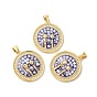 Стойки обшивки латунь кубического циркония подвески, с эмалью и ракушкой, долговечный, без свинца и без кадмия, реальный 18 k позолоченный, плоские круглые с девушкой