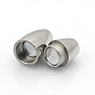 304 Stainless Steel Smooth Surface Magnetic Clasps with Glue-in Ends, Oval, 17x8mm, Hole: 4mm