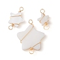 3Pcs 3 Styles Natural Freshwater Shell Copper Wire Wrapped Connector Charms, Light Gold, Star Links