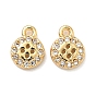Латунные плоские круглые подвески-пуговицы с микропаве из кубических цирконий, без никеля , реальный 18 k позолоченный