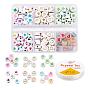 DIY Jewelry Making Kits, Including Flat Round Opaque & Luminous & Plating Acrylic Beads and Crystal Thread