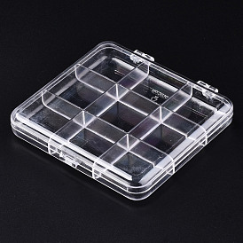 Polystyrene Bead Storage Containers, 9 Compartments Organizer Boxes, with Hinged Lid, Rectangle