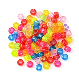 Plastic Beads, with Glitter Powder, Rondelle