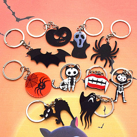 Funny Halloween Ornament Pendant Cartoon Acrylic Bat Pumpkin Ghost Cartoon Keychain